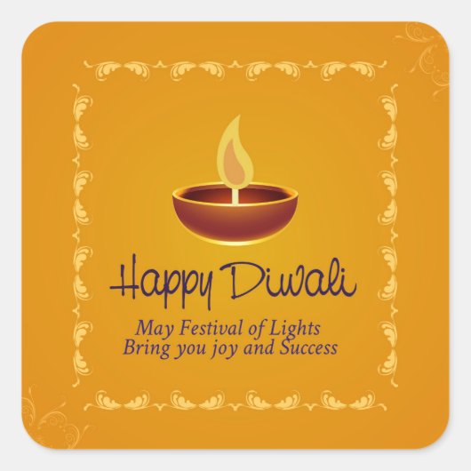 Happy Diwali Vierkante Sticker (Voorkant)