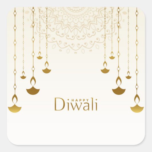 Happy Diwali Vierkante Sticker (Voorkant)