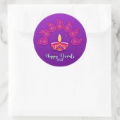 Happy Diwali voegt 20xx Paars Geel Rood toe Ronde Sticker (Tas)