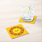 Happy Diwali voegt jaar Geel Rood toe Kartonnen Onderzetters (Insitu)