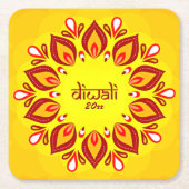 Happy Diwali voegt jaar Geel Rood toe Kartonnen Onderzetters (Voorkant)