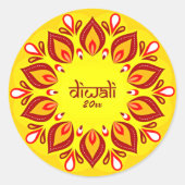 Happy Diwali voegt jaar Geel Rood toe Ronde Sticker (Voorkant)
