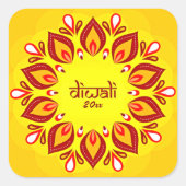 Happy Diwali voegt jaar Geel Rood toe Vierkante Sticker (Voorkant)
