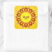 Happy Diwali voegt jaar Geel Rood toe Vierkante Sticker (Tas)