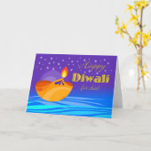 Happy Diwali voor papa, Diya en Stars Kaart (Gele Bloem)
