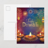 Happy Diwali Vuurwerk Diya Festival van het Licht Feestdagenkaart (Voorkant / Achterkant)