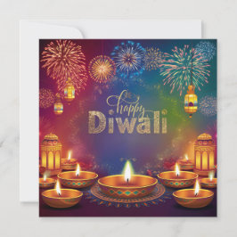 Happy Diwali Vuurwerk Diya Festival van het Licht Feestdagenkaart