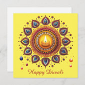 Happy Diwali Vuurwerk Diya Festival van het Licht Feestdagenkaart (Voorkant / Achterkant)