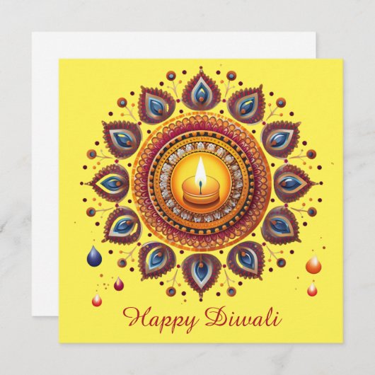 Happy Diwali Vuurwerk Diya Festival van het Licht Feestdagenkaart (Voorkant / Achterkant)