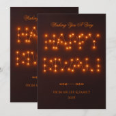 Happy Diwali Warm String Lights Typografie Kunst Feestdagenkaart (Voorkant / Achterkant)