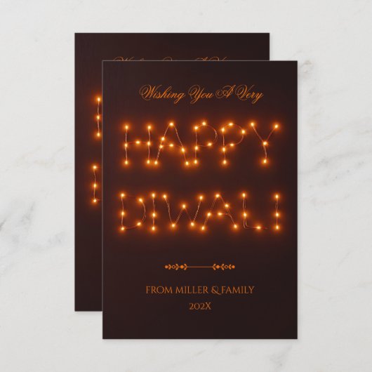 Happy Diwali Warm Verlichte String Lights Bedankkaart (Voorkant / Achterkant)
