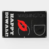 Happy Diwali Washington DC Red Lipstick Kiss Spandoek (Horizontaal)