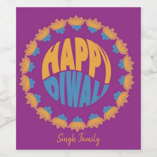 Happy Diwali Wijn Etiket (Enkel label)