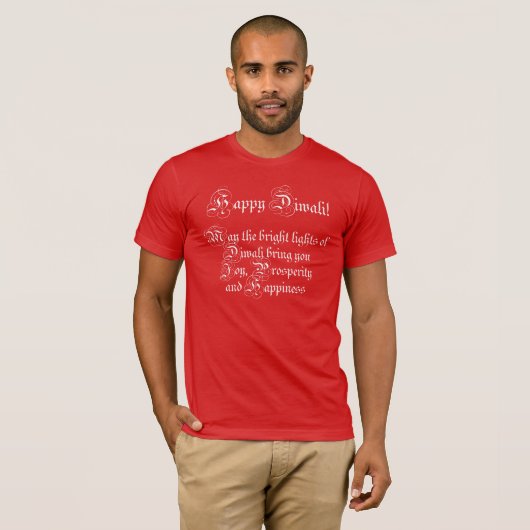 Happy Diwali wil Elegant White Typografie T-shirt (Voorkant volledig)