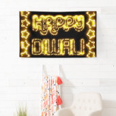 Happy Diwali Yellow Golden Lights Typografische St Spandoek (Insitu)