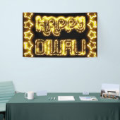Happy Diwali Yellow Golden Lights Typografische St Spandoek (Beurs)