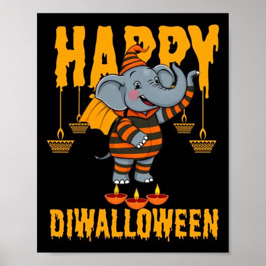 Happy Diwalihalloween Halloween Diwali Poster (Voorkant)