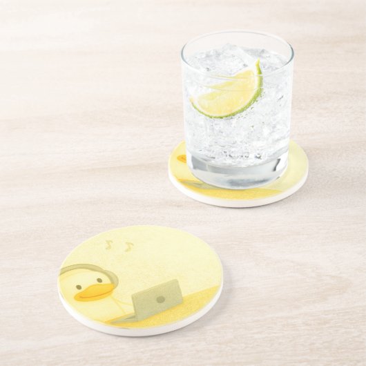 Happy DJ Zandsteen Onderzetter (Zijkant)