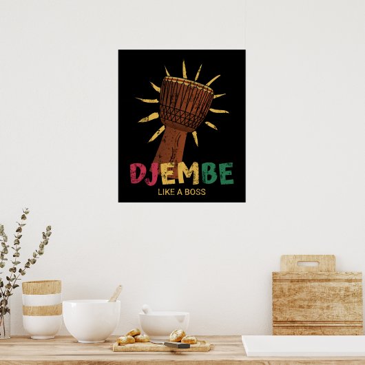 Happy Djembe als een baas African Drum Poster (Keuken)