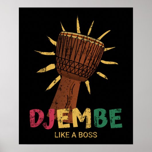 Happy Djembe als een baas African Drum Poster (Voorkant)