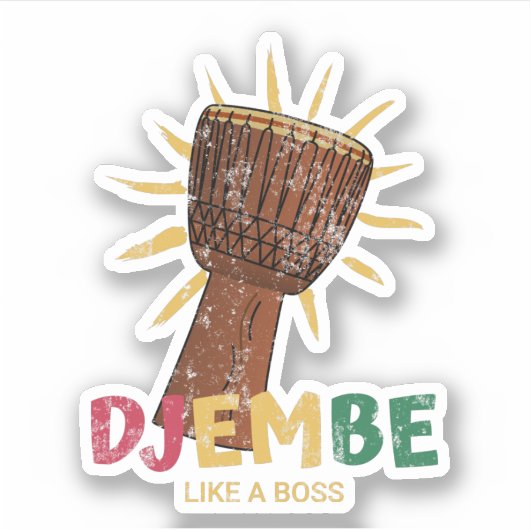 Happy Djembe als een baas African Drum Sticker (Voorkant)