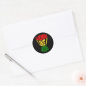 Happy Djembe als een baas African Drum Typografie Ronde Sticker (Envelop)