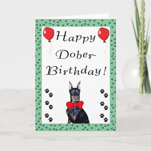 Happy Dober-Birthday Wenskaart Kaart (Voorkant)