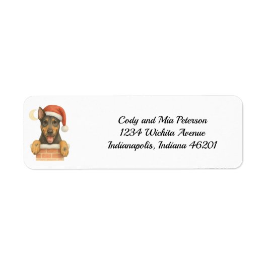 Happy Doberman Christmas Return Adreslabel Etiket (Voorkant)