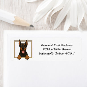 Happy Doberman Pinscher Retouradres Etiket