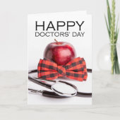Happy Doctors Day Apple in Bow Stropdas Stethoscoo Feestdagen Kaart (Voorkant)