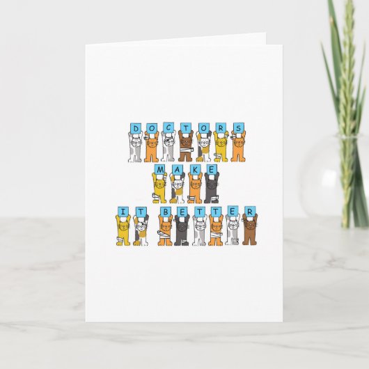 Happy Doctors Day Cartoon Cats in Bandages Kaart (Voorkant)