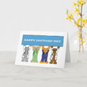 Happy Doctors' Day Cartoon Huisdieren Kaart (Gele Bloem)