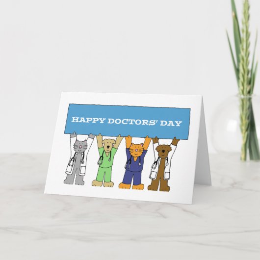 Happy Doctors' Day Cartoon Huisdieren Kaart (Voorkant)