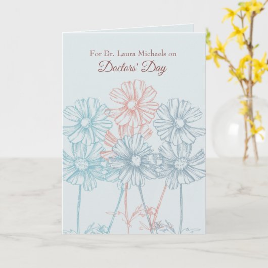 Happy Doctors' Day Flowers Custom Name Kaart (Gele Bloem)