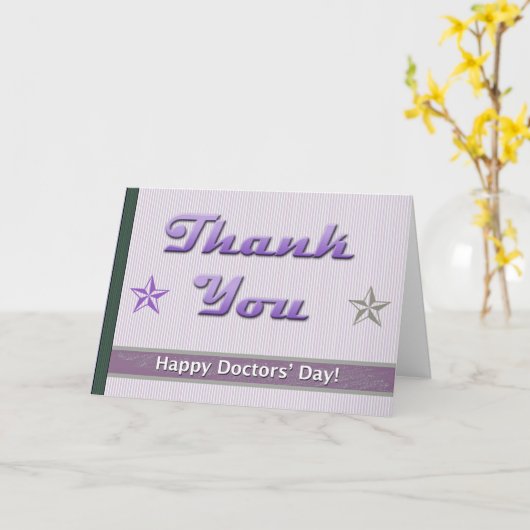 Happy Doctors’ Day Paarse Strepen en Sterren Kaart (Gele Bloem)