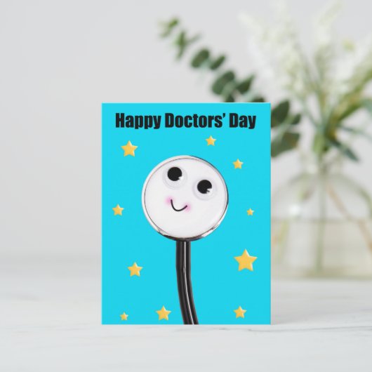 Happy Doctors Day Schattigee stethoscoop met sterr Feestdagenkaart (Staand voorkant)
