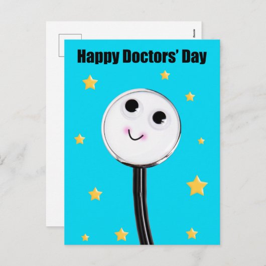 Happy Doctors Day Schattigee stethoscoop met sterr Feestdagenkaart (Voorkant / Achterkant)