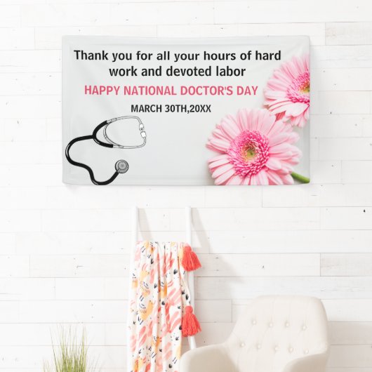 Happy Doctors Day Stethoscoop & Roze Daisy Spandoek (Insitu)