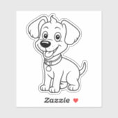 Happy Dog Black and White Sticker (Vel)