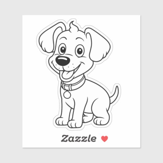 Happy Dog Black and White Sticker (Vel)