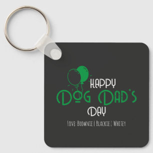 Happy Dog Dad's Day met Green Balloons & Puppies Sleutelhanger