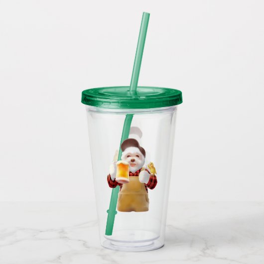 Happy Dog Drink Beer Acryl Drinkbeker (Achterkant)