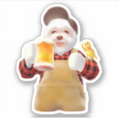 Happy Dog Drink Beer Sticker (Voorkant)
