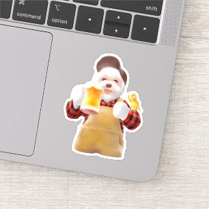 Happy Dog Drink Beer Sticker