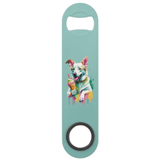 Happy Dog eating an ice-cream Speed Flessenopener (Voorkant)