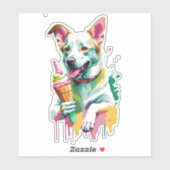 Happy Dog eating an ice-cream Sticker (Vel)