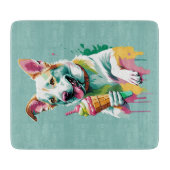 Happy Dog Eating Ice-cream Snijplank (Voorkant)