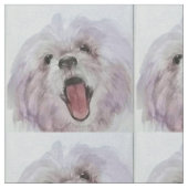 Happy Dog Face Printed Fabric Stof (Close Up)