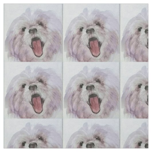 Happy Dog Face Printed Fabric Stof (Swatch)
