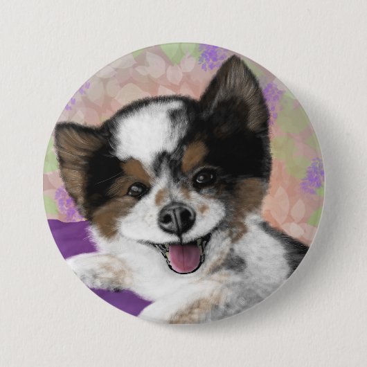 Happy Dog Face Ronde Button 7,6 Cm (Voorkant)
